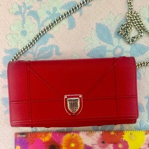 Authentic Christian Dior *Croisier* WOC Crossbody Bag Grained Calfskin Diorama